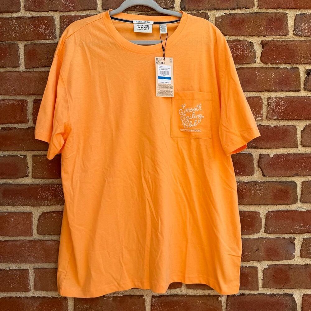 Scotch & Soda Amsterdam Men's Short Sleeve Cotton Graphic Tee Papaya XL NEW